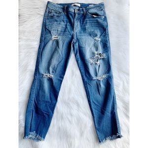 Kancan | High rise distressed raw hem skinny jeans